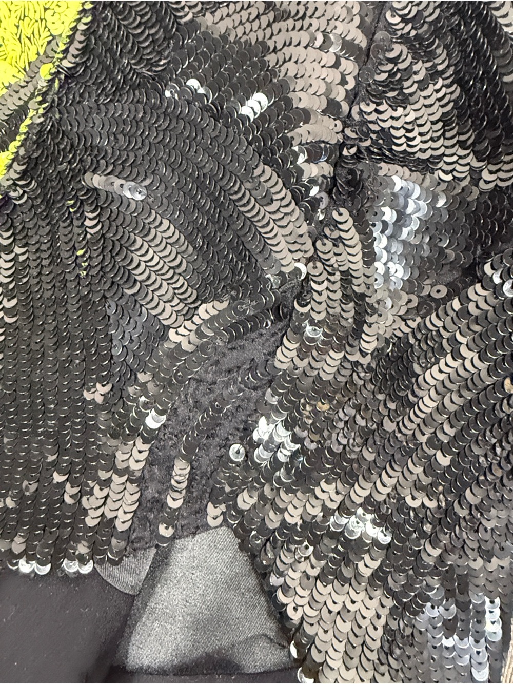Retrofete Arabelle Sequin Dress in Black Neon Yellow - Picture 12 of 13